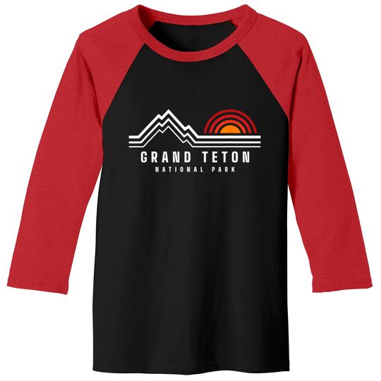 Grand Teton National Park Vintage Mountain Sunset Retro Gift Baseball Tees