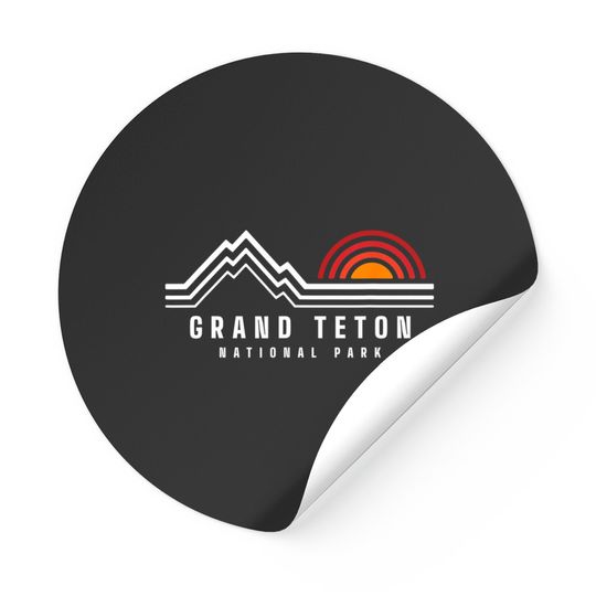 Grand Teton National Park Vintage Mountain Sunset Retro Gift Stickers