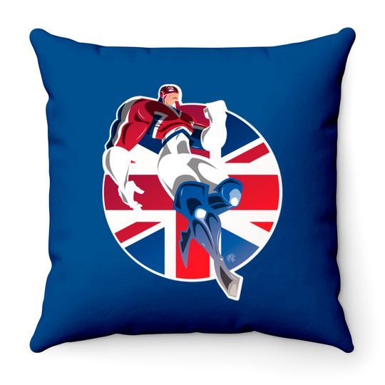 Brian B Soars - Captain Britain - Throw Pillows