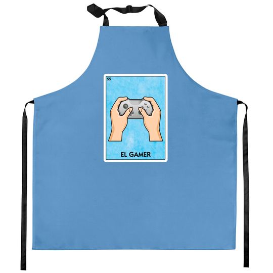 El Gamer Mexican Loteria Bingo - Funny Video Game Player Playing - El Gamer - Kitchen Aprons