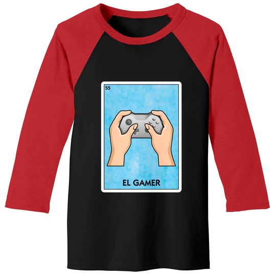 El Gamer Mexican Loteria Bingo - Funny Video Game Player Playing - El Gamer - Baseball Tees