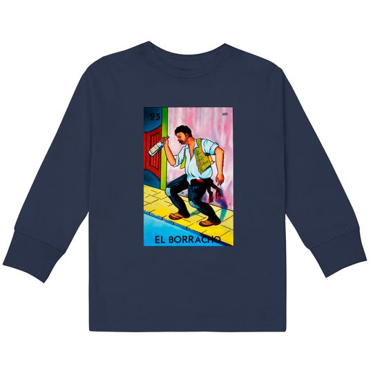 El Borracho Loteria Mexicana - Loteria -  Kids Long Sleeve T-Shirts