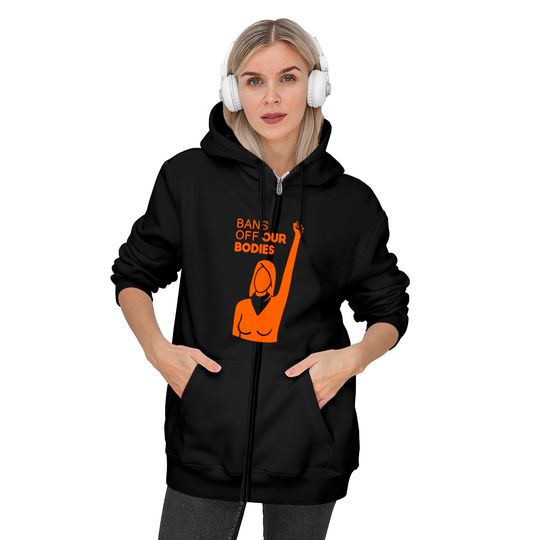 Womens Bans Off Our Bodies V-Neck Zip Hoodies