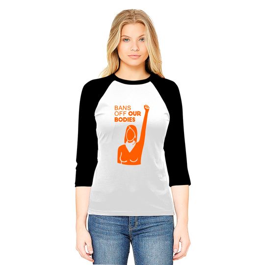 Womens Bans Off Our Bodies V-Neck Baseball Tees
