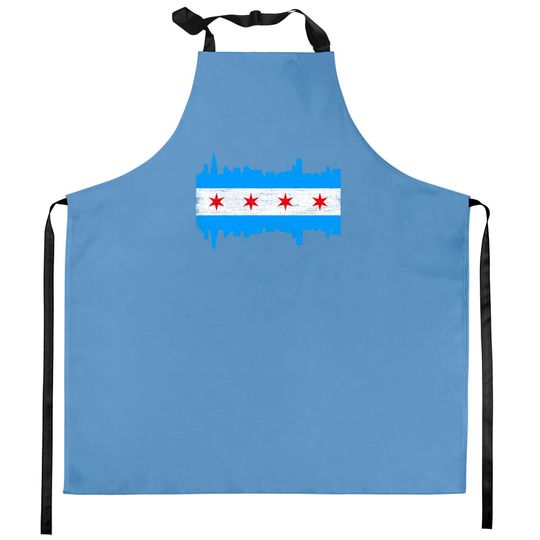 Chicago City Flag Skyline Vintage Retro - Chicago City Flag - Kitchen Aprons