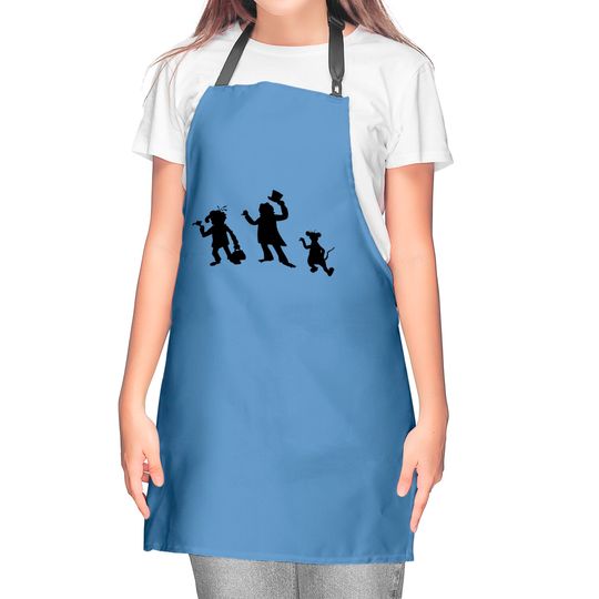 Hitchhiking Ghosts - Black silhouette - Haunted Mansion - Kitchen Aprons