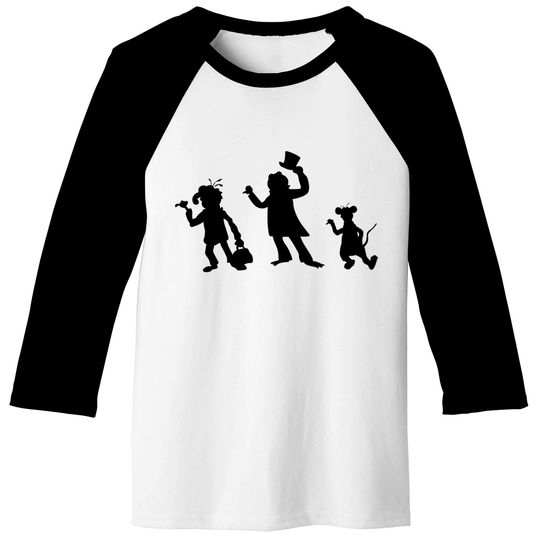 Hitchhiking Ghosts - Black silhouette - Haunted Mansion - Baseball Tees