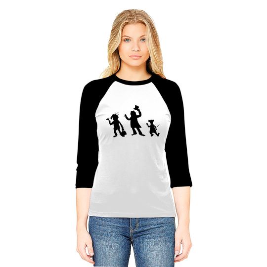 Hitchhiking Ghosts - Black silhouette - Haunted Mansion - Baseball Tees