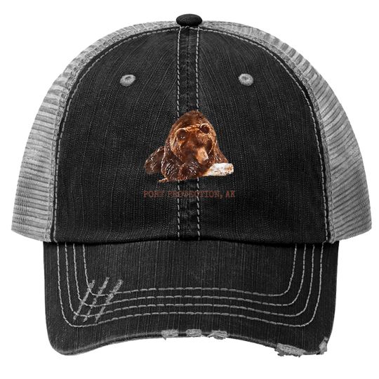 Port Protection Brown Grizzly Bear In Snow Alaska Pacific NW Trucker Hats Hoodies