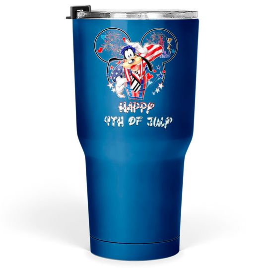 Goofy Dog Mickey Head Disney Happy July 4th Fireworks Tumblers 30 oz