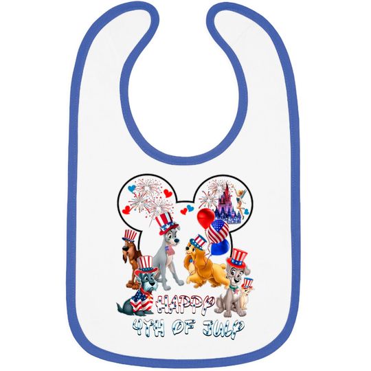 Discover Lady And The Tramp Dogs Mickey Head Disney Happy July 4th Fireworks Bibs