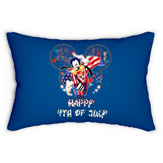 Goofy Dog Mickey Head Disney Happy July 4th Fireworks Lumbar Pillows