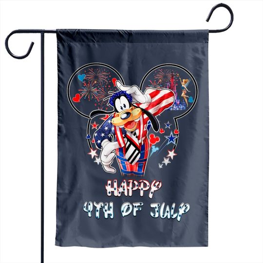 Goofy Dog Mickey Head Disney Happy July 4th Fireworks Garden Flags