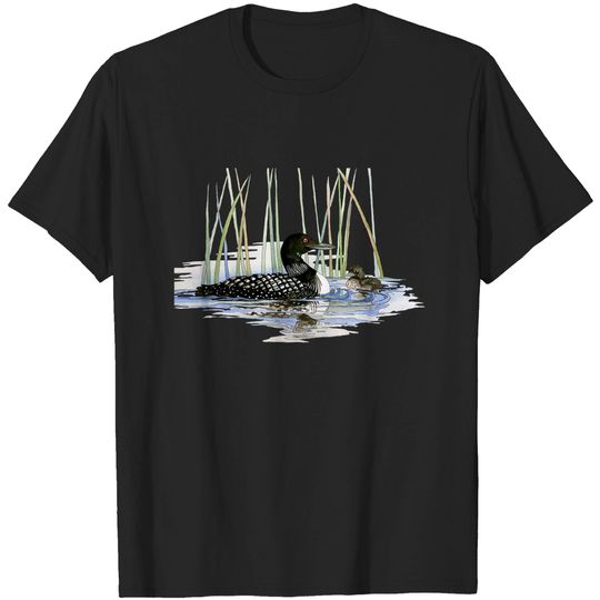 Watercolor and Ink Loons - Loon - T-Shirt