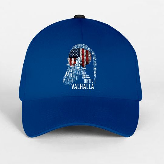 Until Valhalla, Vikings, Viking with US Flag Baseball Caps
