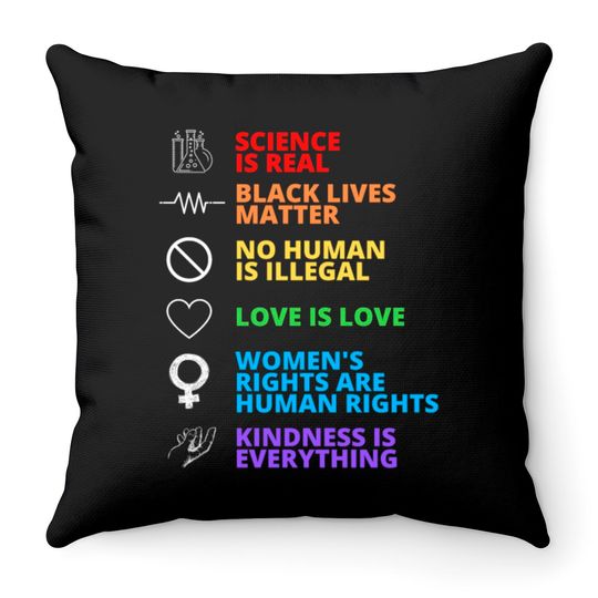Science, human, lives, love, women, rights Throw Pillows