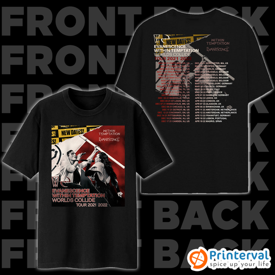 Evanescence Within Temptation Worlds Collide Tour 2022 T-Shirt