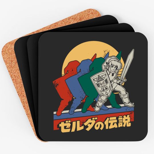 Legend Of Zelda Retro Link Kanji Portrait Gift Coaster Coasters