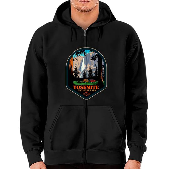 Retro Vintage Yosemite National Park - Yosemite National Park - Zip Hoodies