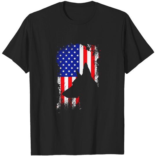 German Shepherd American Flag Usa - German Shepherd - T-Shirt