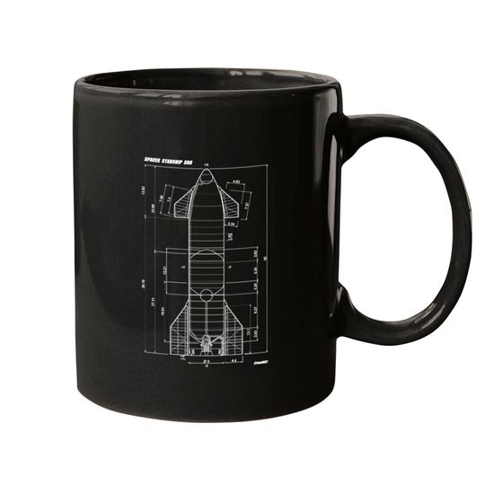 SpaceX Starship SN8 Blueprint Mugs