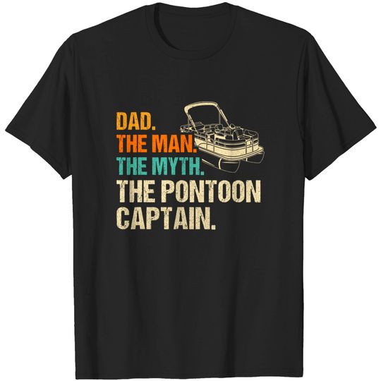 Mens Retro Vintage Dad Pontoon Boat Captain Boating T-Shirt