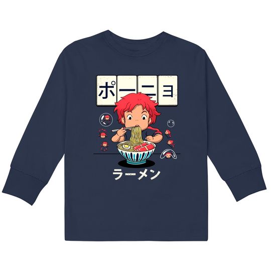 Ponyo Goldfish Ramen  Kids Long Sleeve T-Shirts