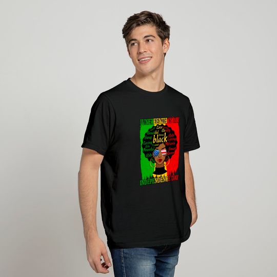 Juneteenth Is My Independence Day Black Women Afro Melanin T-Shirt