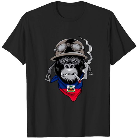Discover Patriotic Haitian Motorist Biker Gorilla Flag Of Haiti Roots Heritage Nationalism Patriotism - Haitian - T-Shirt