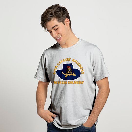 10th Cavalry Regiment w Cav Hat Buffalo Soldiers T-shirt