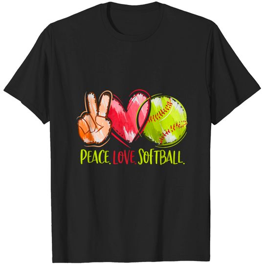 Softball Player Girls Peace Love Softball T-shirt