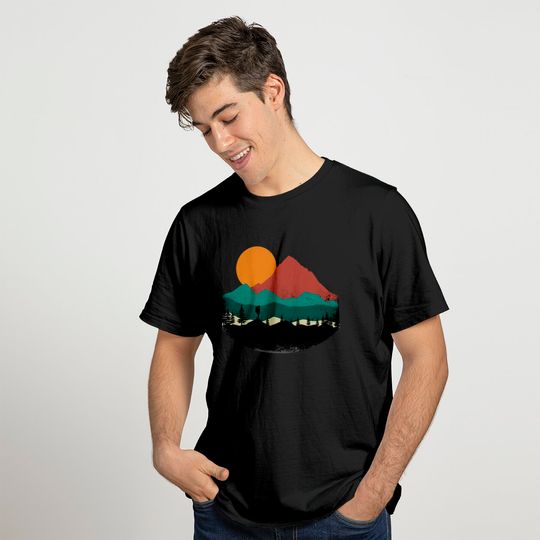 Retro Evergreen Mountain Hiker T-shirt