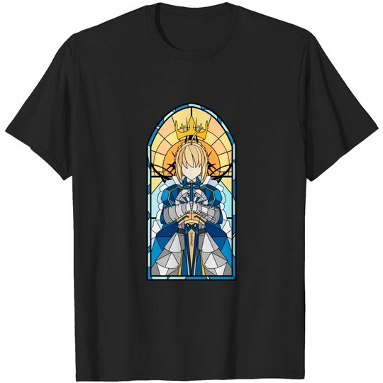 Stained Glass Saber Artoria - Artoria Pendragon Saber Fate - T-Shirt