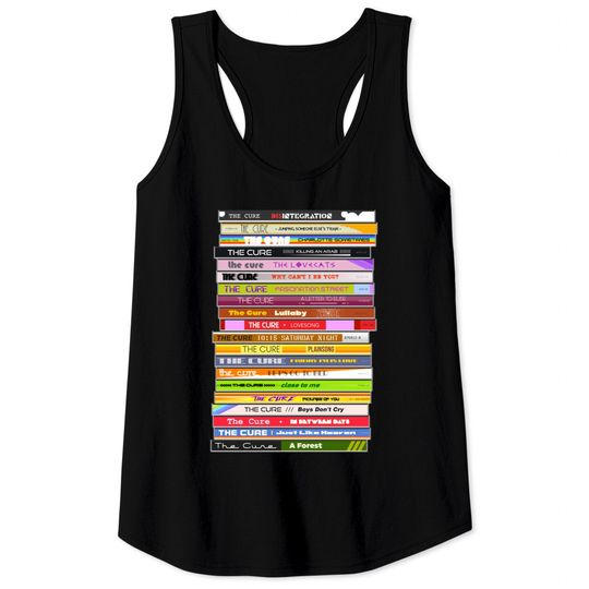 The Sounds of the The Cure ))(( Retro 80s CD Stack Fan Art - The Cure Band - Tank Tops