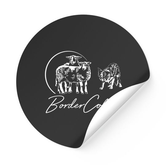 Herding Border Collie with Sheeps - Border Collie Lovers - Stickers