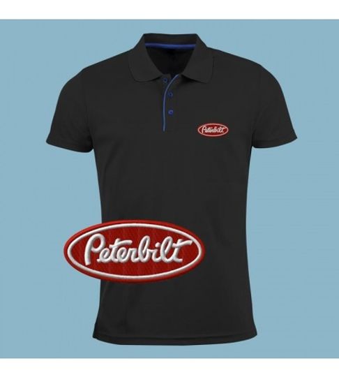 Peterbilt Truck Machinery Man's Polo Shirt Embroidered Design