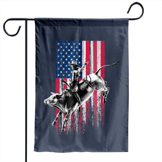 Rodeo Bull Rider Patriotic American Flag Cowboys Garden Flags