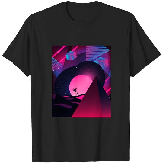 Discover Vaporwave Synthwave Galactic Pyramid Sunset - Vaporwave Artwork - T-Shirt