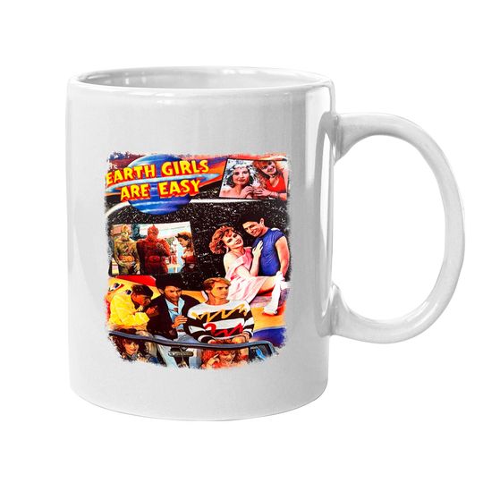Earth Girls Are Easy - White Mugs. 80s Movie - Geena Davis, Jeff Goldblum, Jim Carrey, Damon Wayans, Julie Brown.