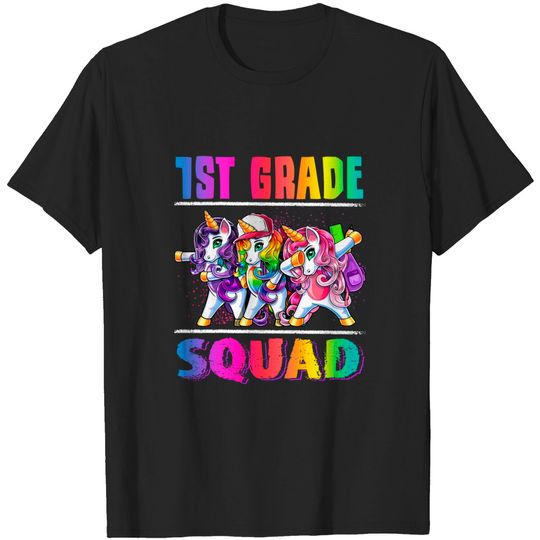 Discover 1st Grade Squad Dabbing Unicorn Back to School Backpack Girl T-Shirt