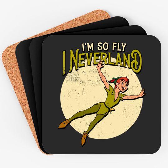 Retro Peter Pan I'm So Fly I Neverland Coaster, Disney Tinker Bell Coasters
