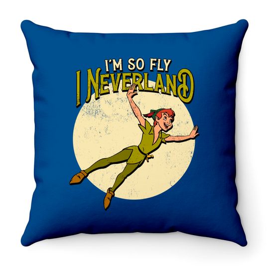 Retro Peter Pan I'm So Fly I Neverland Throw Pillow, Disney Tinker Bell Throw Pillows