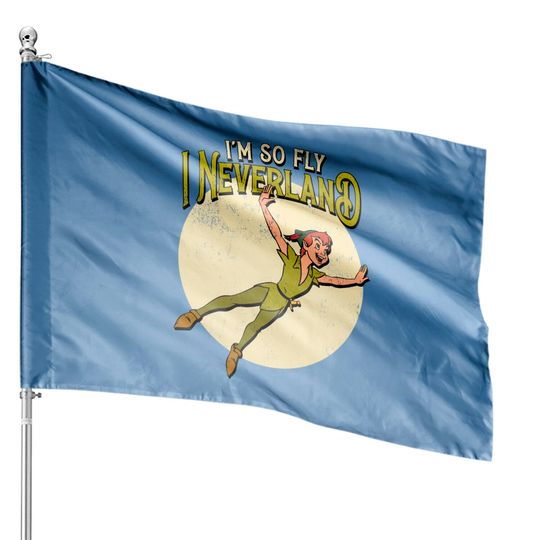 Retro Peter Pan I'm So Fly I Neverland House Flag, Disney Tinker Bell House Flags