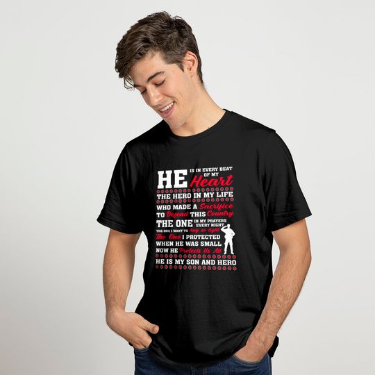 He Is In Every Beat Of My Heart Son Veteran Shirts T-shirt