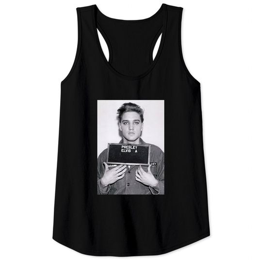 Elvis Presley Tank Tops Mugshot Elvis Presley Official 68 Comeback Special Rock Band tee