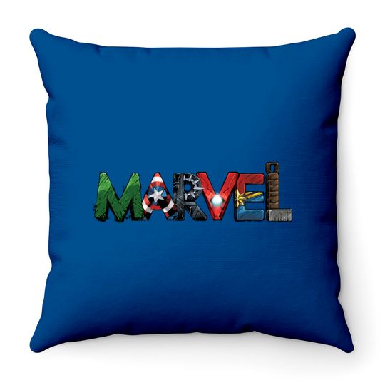 Marvel Avengers Character Text Portrait Pullover Throw Pillows