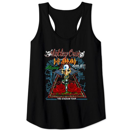 Motley Crue The Stadium Tour 2022 Tank Tops, Motley Crue Def Leppard Poison Tank Tops, Music Tour Tank Tops