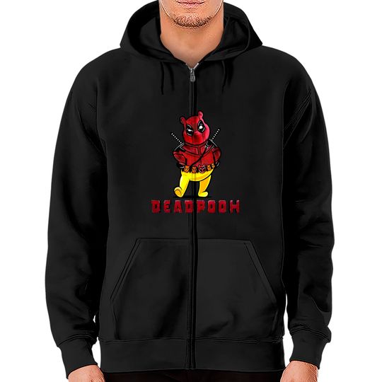 Disney Marvel DeadPooh Funny Deadpool Winnie The Pooh Unisex Zip Hoodies
