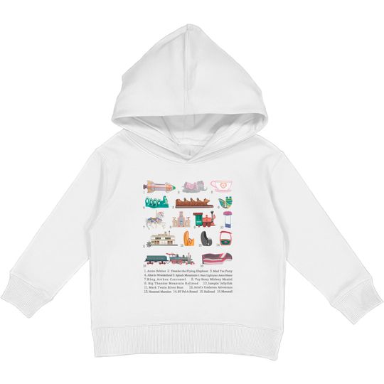 Disneyland Attraction Vehicles Kids Pullover Hoodies