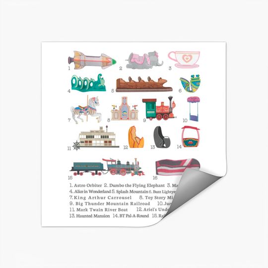 Disneyland Attraction Vehicles Stickers